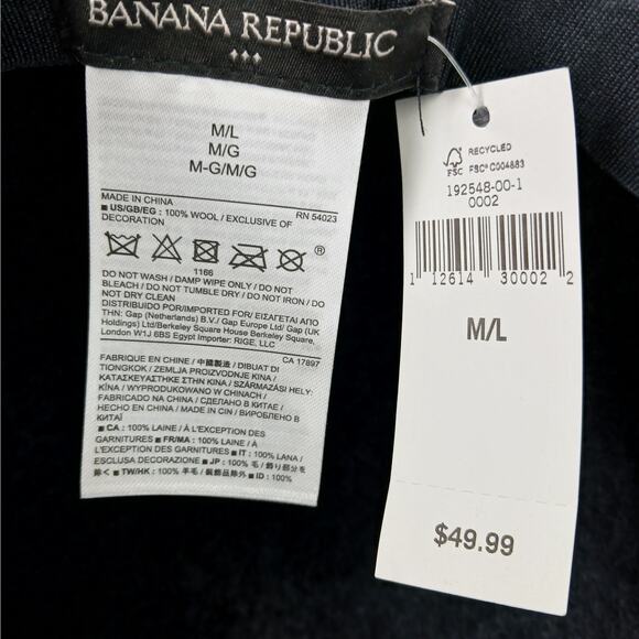 Banana Republic SZ M/L 100% Wool Dark Gray BOHO HIPPIE Festival/Concert Hat NWT - Picture 5 of 5